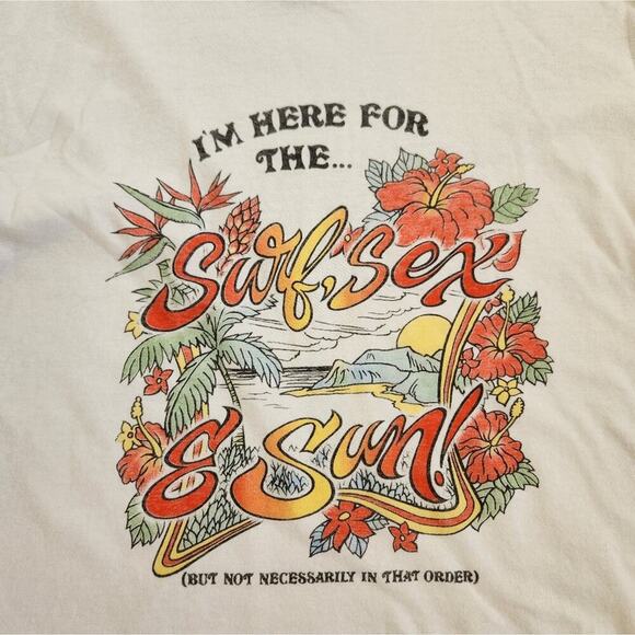 Re/Done 90s Easy 'Surf Sex Sun' T-Shirt Vintage White Short Sleeve Size XS - Picture 6 of 8